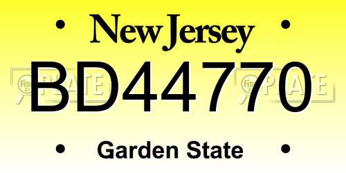BD44770 New Jersey License Plate