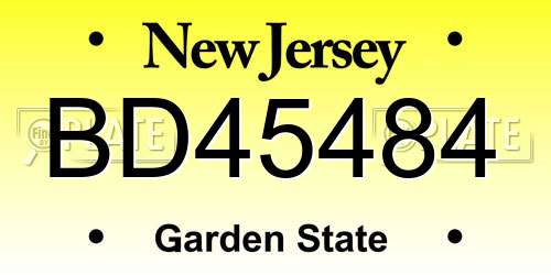 BD45484 New Jersey License Plate