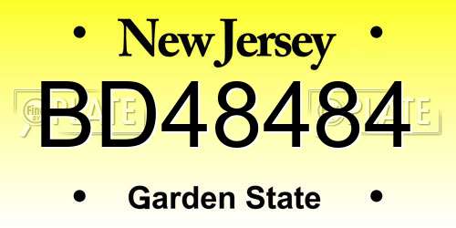 BD48484 New Jersey License Plate