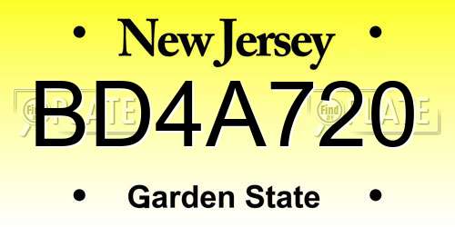 BD4A720 New Jersey License Plate