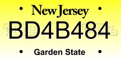 BD4B484 New Jersey License Plate