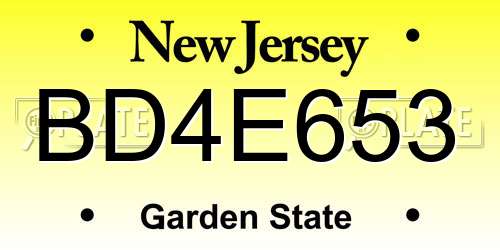 BD4E653 New Jersey License Plate