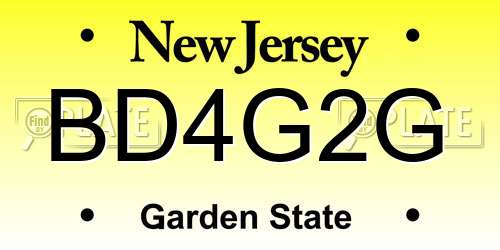 BD4G2G New Jersey License Plate