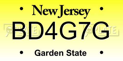BD4G7G New Jersey License Plate