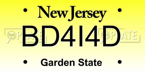 BD4I4D New Jersey License Plate