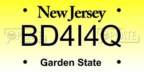 BD4I4Q New Jersey License Plate