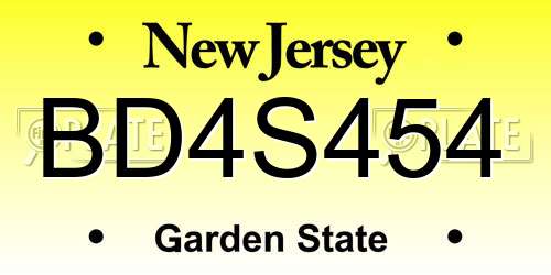 BD4S454 New Jersey License Plate