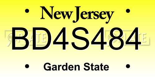 BD4S484 New Jersey License Plate