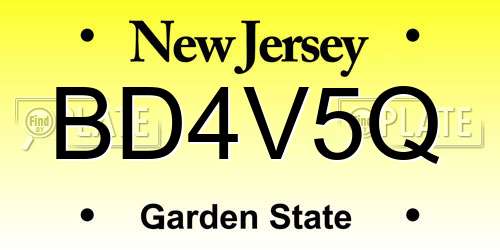 BD4V5Q New Jersey License Plate