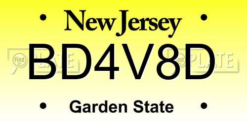 BD4V8D New Jersey License Plate