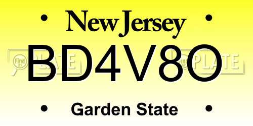 BD4V8O New Jersey License Plate