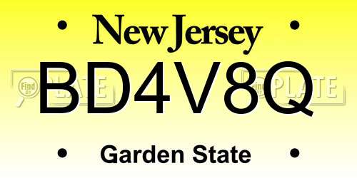 BD4V8Q New Jersey License Plate