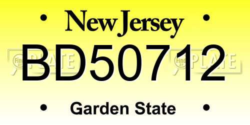 BD50712 New Jersey License Plate