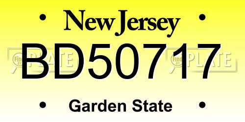 BD50717 New Jersey License Plate