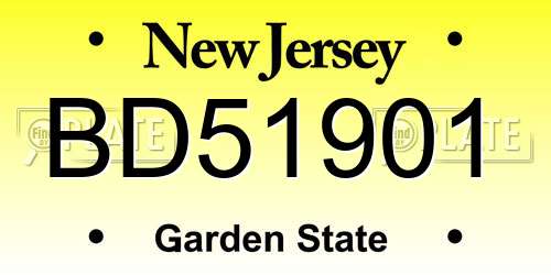 BD51901 New Jersey License Plate