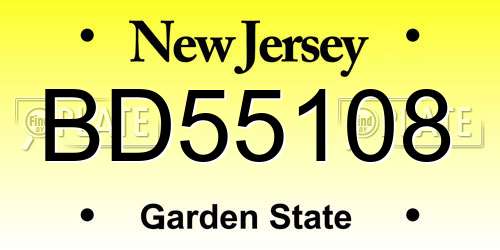 BD55108 New Jersey License Plate