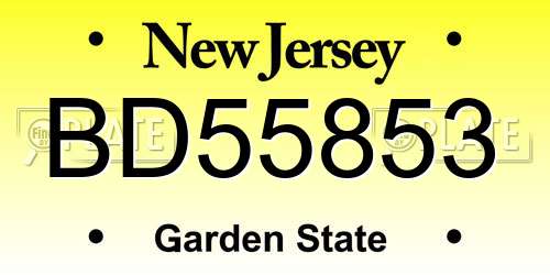 BD55853 New Jersey License Plate