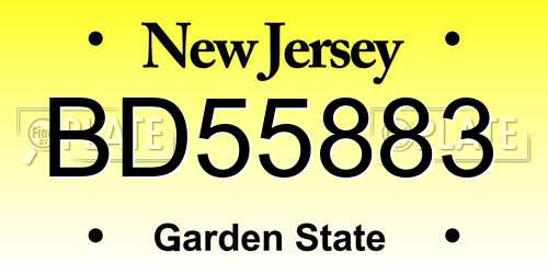 BD55883 New Jersey License Plate
