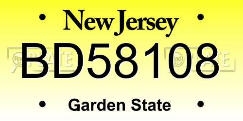 BD58108 New Jersey License Plate