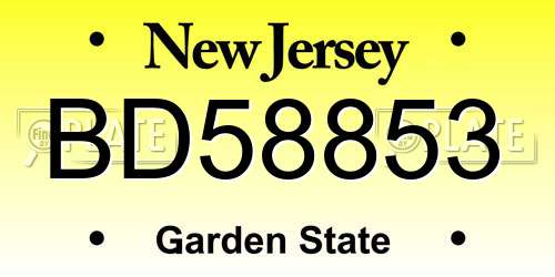 BD58853 New Jersey License Plate