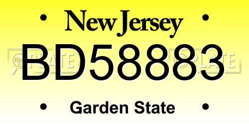 BD58883 New Jersey License Plate