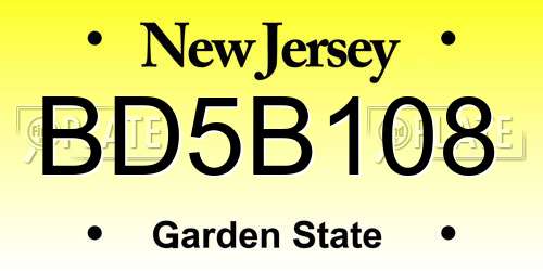 BD5B108 New Jersey License Plate