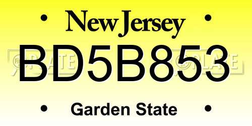 BD5B853 New Jersey License Plate