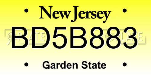BD5B883 New Jersey License Plate