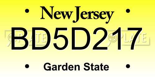 BD5D217 New Jersey License Plate