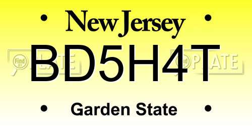 BD5H4T New Jersey License Plate