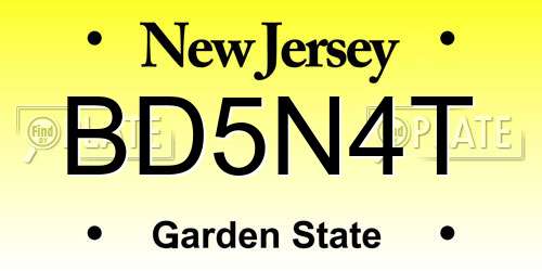 BD5N4T New Jersey License Plate