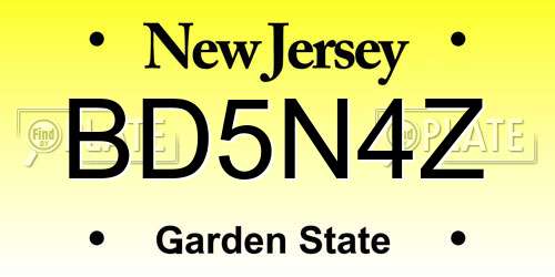 BD5N4Z New Jersey License Plate