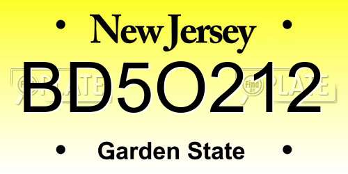 BD5O212 New Jersey License Plate