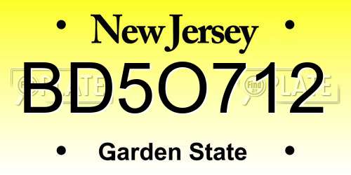 BD5O712 New Jersey License Plate