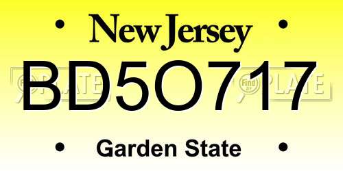 BD5O717 New Jersey License Plate