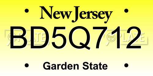 BD5Q712 New Jersey License Plate