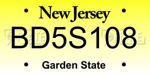 BD5S108 New Jersey License Plate