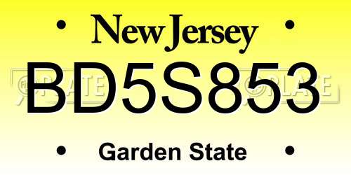 BD5S853 New Jersey License Plate