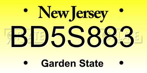 BD5S883 New Jersey License Plate