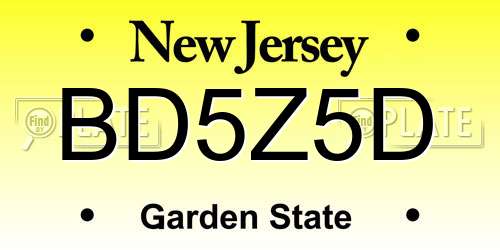 BD5Z5D New Jersey License Plate