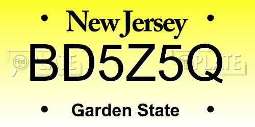 BD5Z5Q New Jersey License Plate