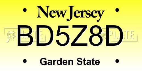 BD5Z8D New Jersey License Plate