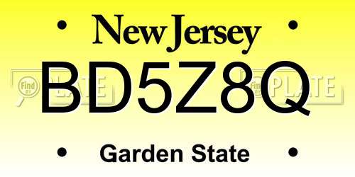 BD5Z8Q New Jersey License Plate