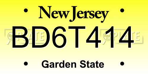 BD6T414 New Jersey License Plate