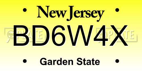 BD6W4X New Jersey License Plate
