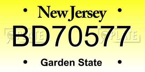 BD70577 New Jersey License Plate