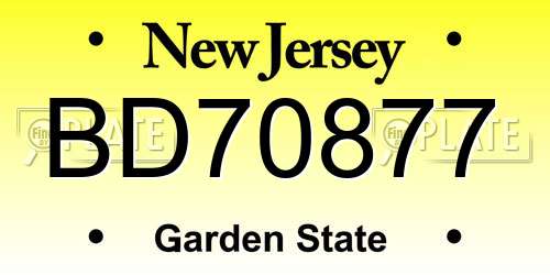 BD70877 New Jersey License Plate