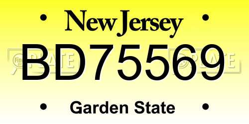BD75569 New Jersey License Plate