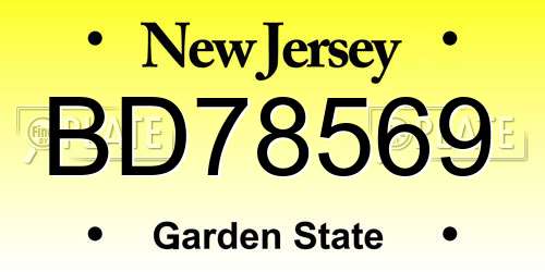 BD78569 New Jersey License Plate