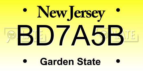 BD7A5B New Jersey License Plate